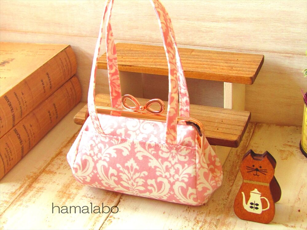 まりこさま専用】がま口 俵型あおりバッグ＆化粧ポーチ ハンドメイド