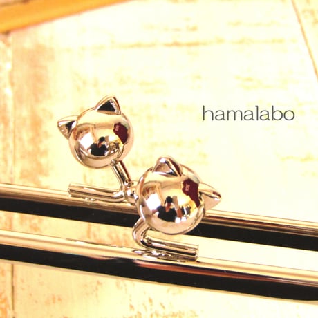 【HA-483】12cm/角型(ネコ玉×シルバー)