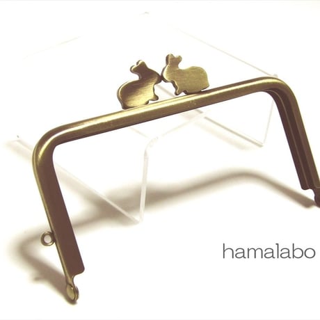【HA-1685】12cm/角型(ペアウサギ×アンティークゴールド)