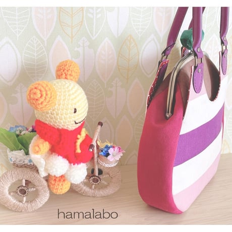 【KT-2119】がま口あおりミニバッグの型紙＆レシピ【18cm/くし型用】