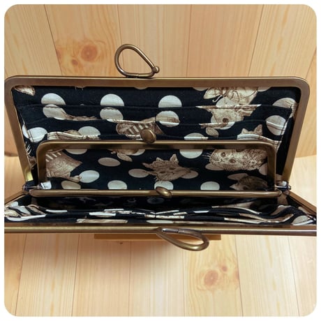 ☆特価☆【HA-1684】親子口金 22cm角型(リボン×碁石)アンティークゴールド