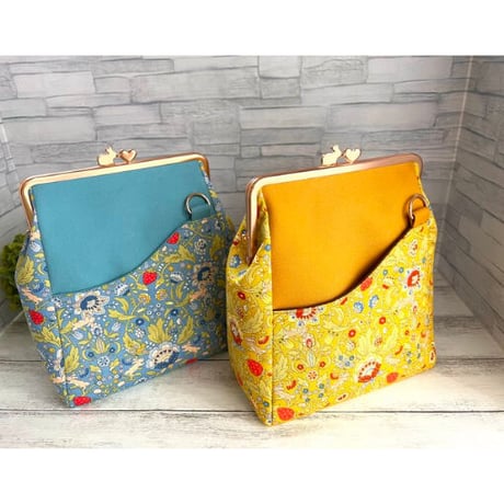 【KT-2093】縦長版！がま口ポケットショルダーバッグ(ミニ)の型紙＆レシピ【18cm/角型用】