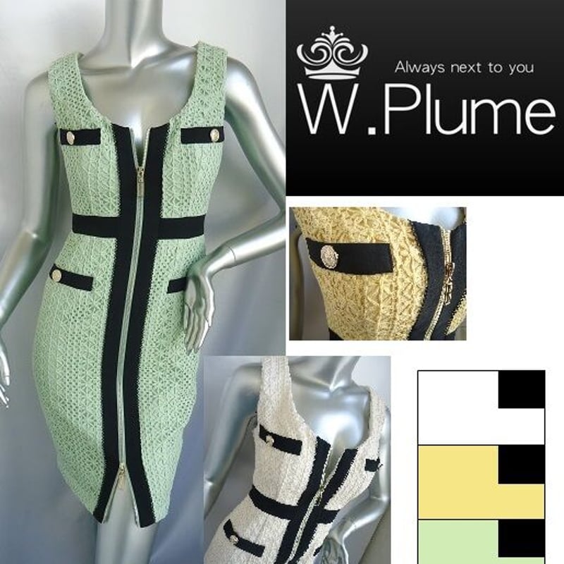 W.Plume　ダブルプルーム　キャバドレス　キャバワンピース　スカーフ柄
