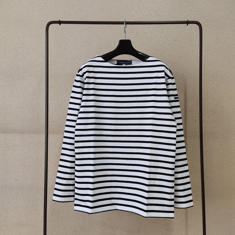 CHANTECLAIR】 エルボーパッチボートネック長袖ボーダーバスクシャツ