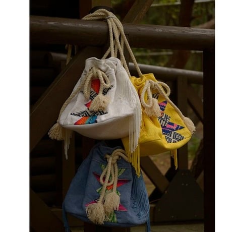 Cotton Jacquard パッチワーク＋刺繍バッグ#1818045