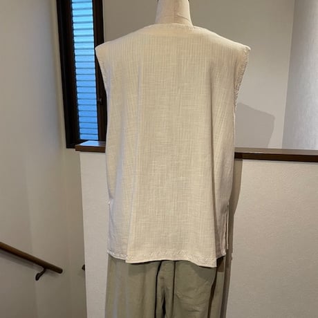 綿 フラックス 曼荼羅刺繍　ベスト　#2412020