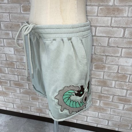 ソフト裏毛 刺繍　ショート　サルエルパンツ/リメイク/#2439031