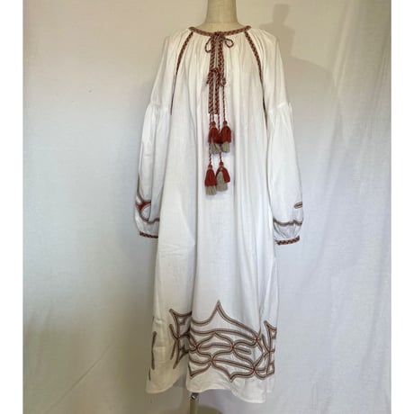 コットンフラックス　オマージュ刺繍　ビッグタッセル　BOHO ワンピ#2213024