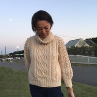 #1847001 コットン手編みケーブルニット