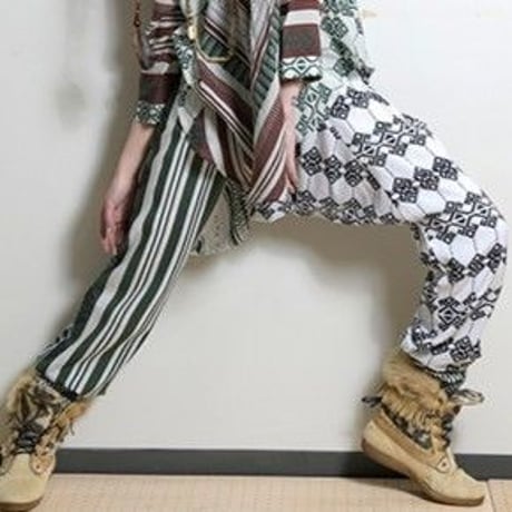 ヴィスコースモダール ボーダープリント　サルエルパンツ　#1916004
