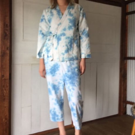 綿50ツイル タイダイ　フロントラップ　クロップドパンツ#2016422