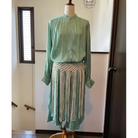 ヴィスコース　ジャカード　ロングシャツドレス　#2313111