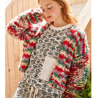 かすり染め WOOL100% 手編みニット　カーディガン　#2147215