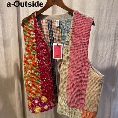 ヴィンテージ　カンタ刺繍　リメイクベスト　#2512004
