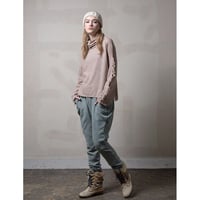 コットンフラックスツイル  サンドウオッシュ サルエルパンツ#1756018