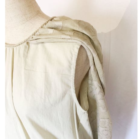 COTTON カットワークレース／綿ポプリンきりかえケープブラウス#1724028