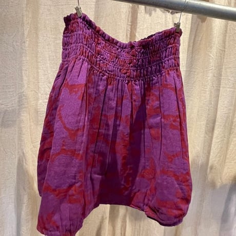 ダブルガーゼ　ブロックプリント　ショートパンツ