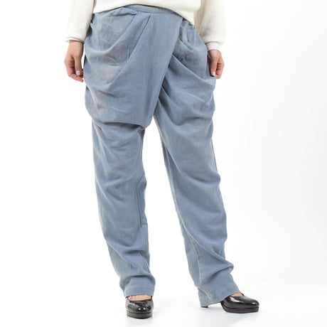 コットンツイルフラックス サンドウオッシュドレープパンツ＃1756019
