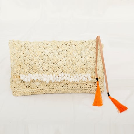 クラッチバッグ/RAFIA/シェル/タッセル/1678868