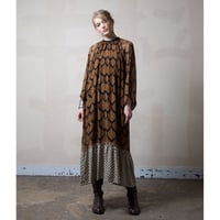 ヴィスコース X ジョーゼットプリント切替BOHO ワンピ#1723031