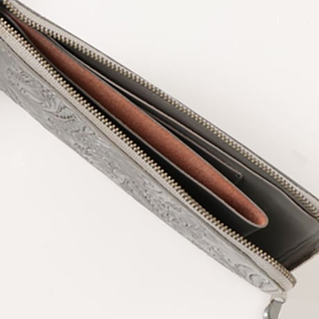 カービングレザー 長財布／ジッパー付き財布/ヴィンテージ加工/SE58014