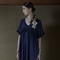 コットン・カディ／手紬手織り綿　マキシ丈 フリンジワンピース　#2053004