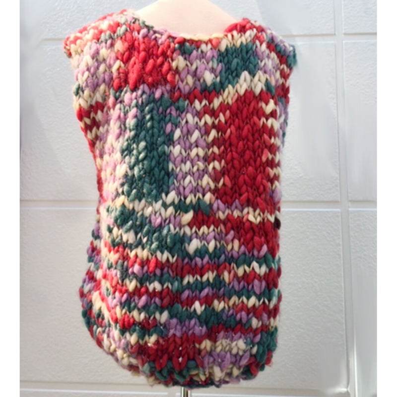 かすり染め WOOL100% 手編みニット ベスト #2147214 | anotherbazaar
