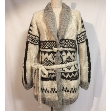 #1847036 AZTEK柄　カウチンニット　WOOL 100% 手編み