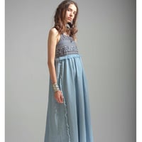 6oz Light oz Denim Stone wash フリンジ＆刺繍ワンピ#1753003