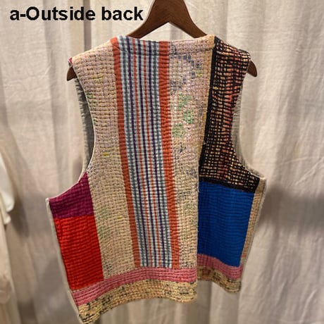 ヴィンテージ　カンタ刺繍　リメイクベスト　#2512004