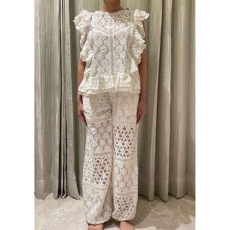 綿レースパッチワーク Boho トップス #2514003