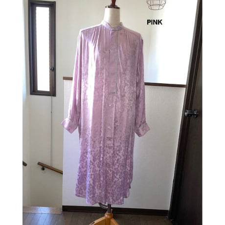 ヴィスコース　ジャカード　ロングシャツドレス　#2313111