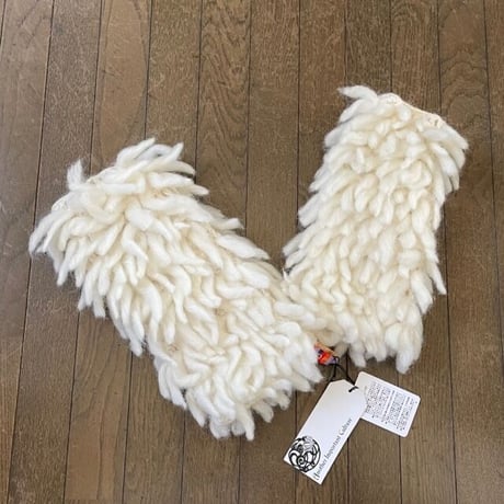 かすり染め WOOL100% 手編みフリンジニット　イエティミトン　#2347106