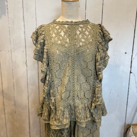 綿レースパッチワーク Boho トップス #2514003