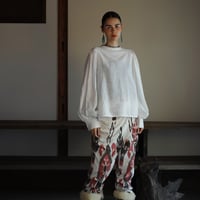 綿 フラックス.スラブ 刺繍　ビッグスリーブ　ブラウス　#2314126