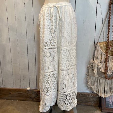 綿レースパッチワーク Boho バルーンパンツ #2516002