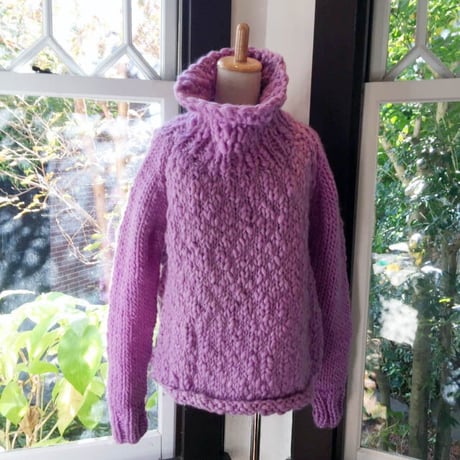 #1947014 TT ウール手編みニットタートルネック　WOOL 100%