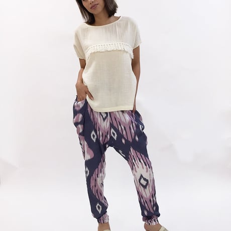 ヴィスコースモダール BIG IKAT プリント サルエルパンツ#1826029