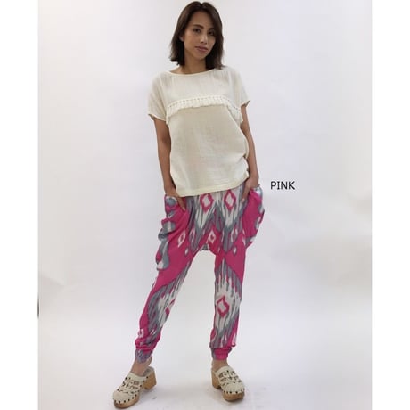 ヴィスコースモダール BIG IKAT プリント サルエルパンツ#1826029