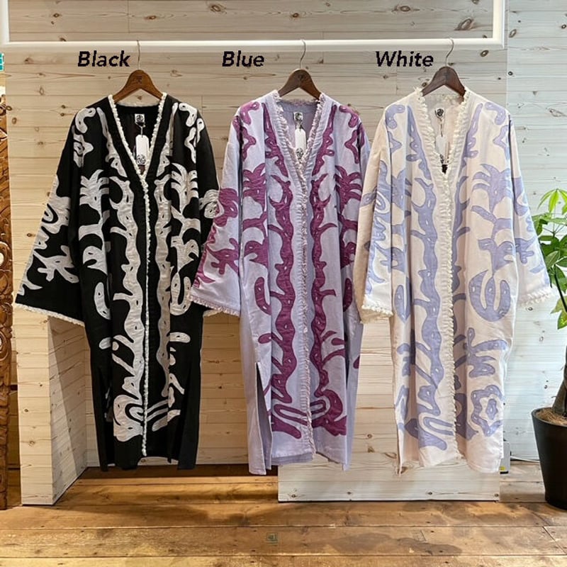 コットン アップリケ刺繍 KIMONOガウン #2111201 | anotherbazaar