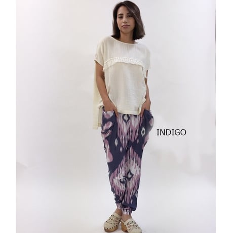 ヴィスコースモダール BIG IKAT プリント サルエルパンツ#1826029