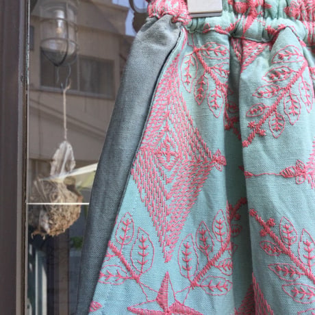 コットンフラックス　刺繍　ソフトサルエルパンツ　#2616032