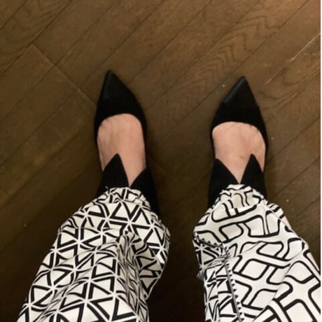 綿テンセルモダールストレッチ海賊プリント 裾リブパンツ#2136208