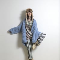 #1947010 手編みケーブルニットカーディガン　WOOL 100%