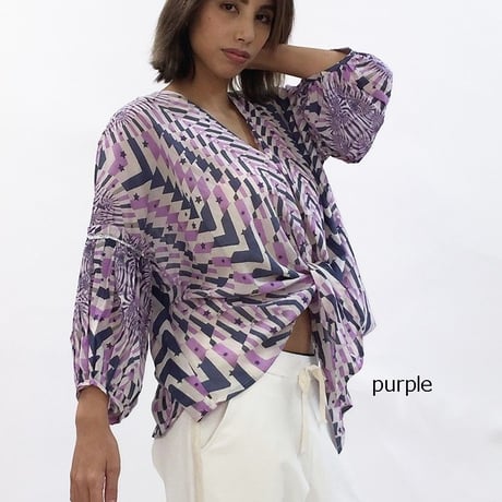 ヴィスコースXコットン　MANDALA PRINT 前開きブラウス#1824033
