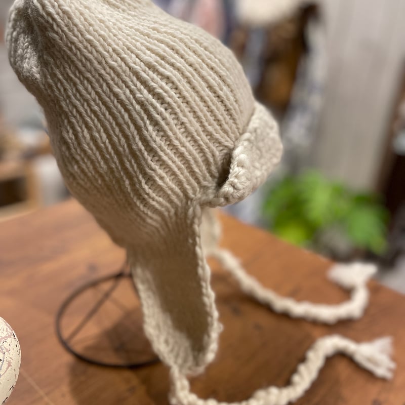 2448019 wool X TT wool hand knit pilot cap | a