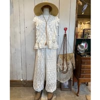 綿レースパッチワーク Boho トップス #2514003