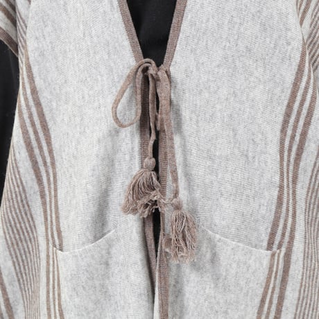 MERINO WOOL 12GG BORDER & FRNGE ジレ#1747003