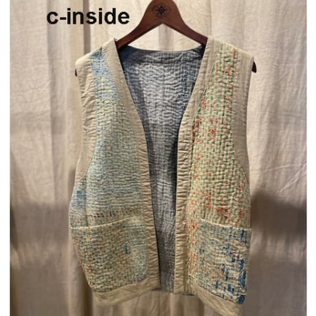 ヴィンテージ　カンタ刺繍　リメイクベスト　#2512004