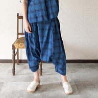 INDIGO 先染めチェック　サルエル#2616034
